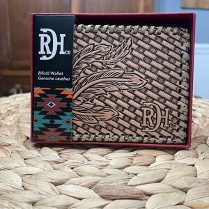 Genuine Tooled Leather Bifold Wallet By Red Dirt Hat Company, Men’s New in Box